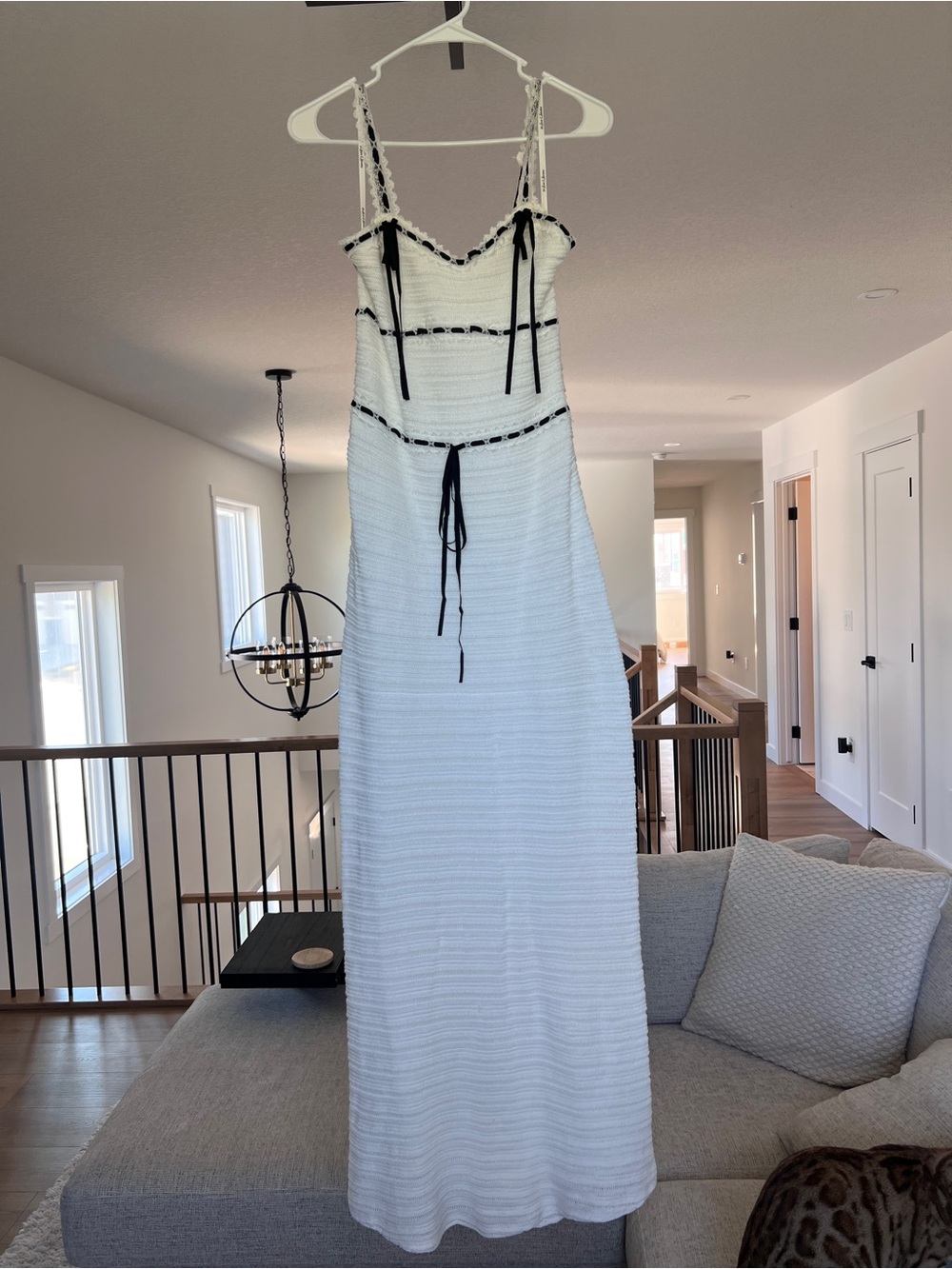For Love And Lemons White Maxi Dress with Black Trim - Picture 4 of 7